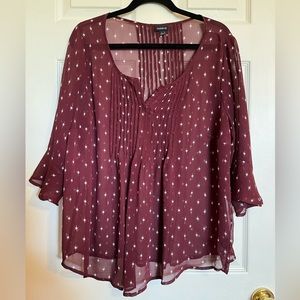 Burgundy sheer top